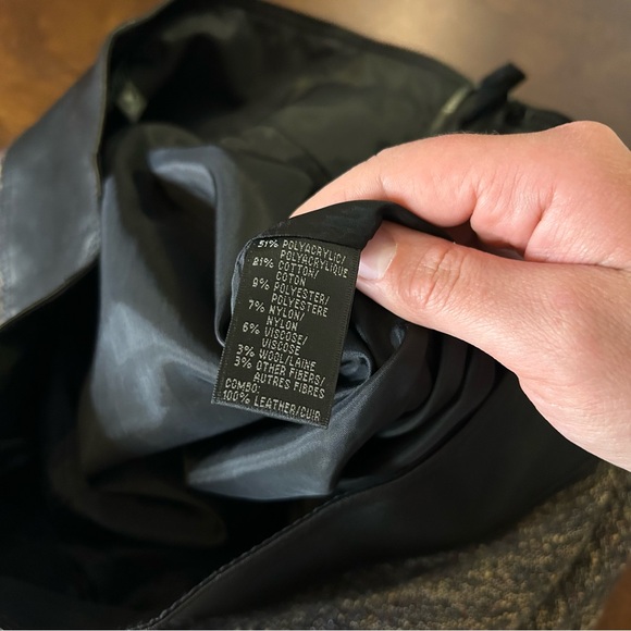 Lafayette 148 Leather and Brown Tweed Pencil Skirt Size 10 - Picture 7 of 10